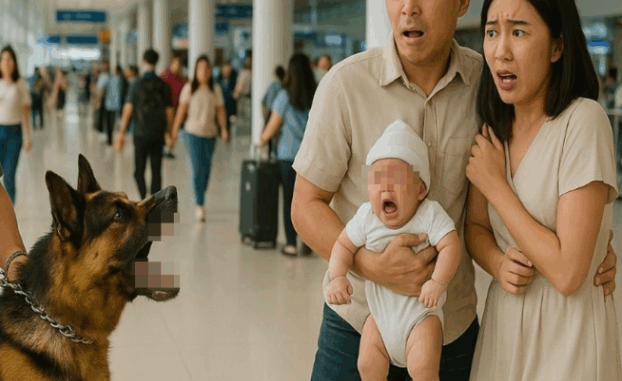 Báo động toàn sân bay vì chó nghiệp vụ sủa dữ dội vào đứa bé sơ sinh – cảnh sát lập tức bao vây … Báo động toàn sân bay vì chó nghiệp vụ sủa dữ dội vào đứa bé sơ sinh – cảnh sát lập tức bao vây …