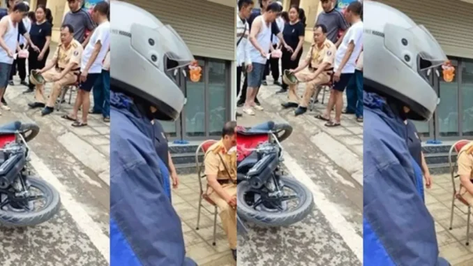 Thiếu niên 16 tuổ.i đi xe máy tông thiếu tá CSGT bị thương Thiếu niên 16 tuổ.i đi xe máy tông thiếu tá CSGT bị thương