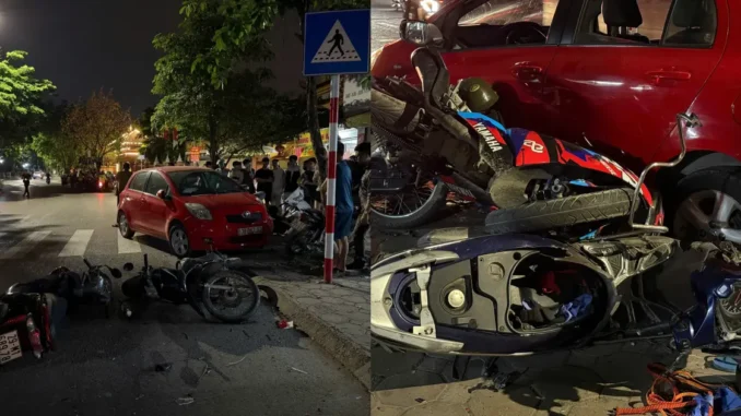 Nghi vấn trưởng công an xã ở Hà Nội “có cồn” lái ô tô tông 6 xe máy Nghi vấn trưởng công an xã ở Hà Nội “có cồn” lái ô tô tông 6 xe máy